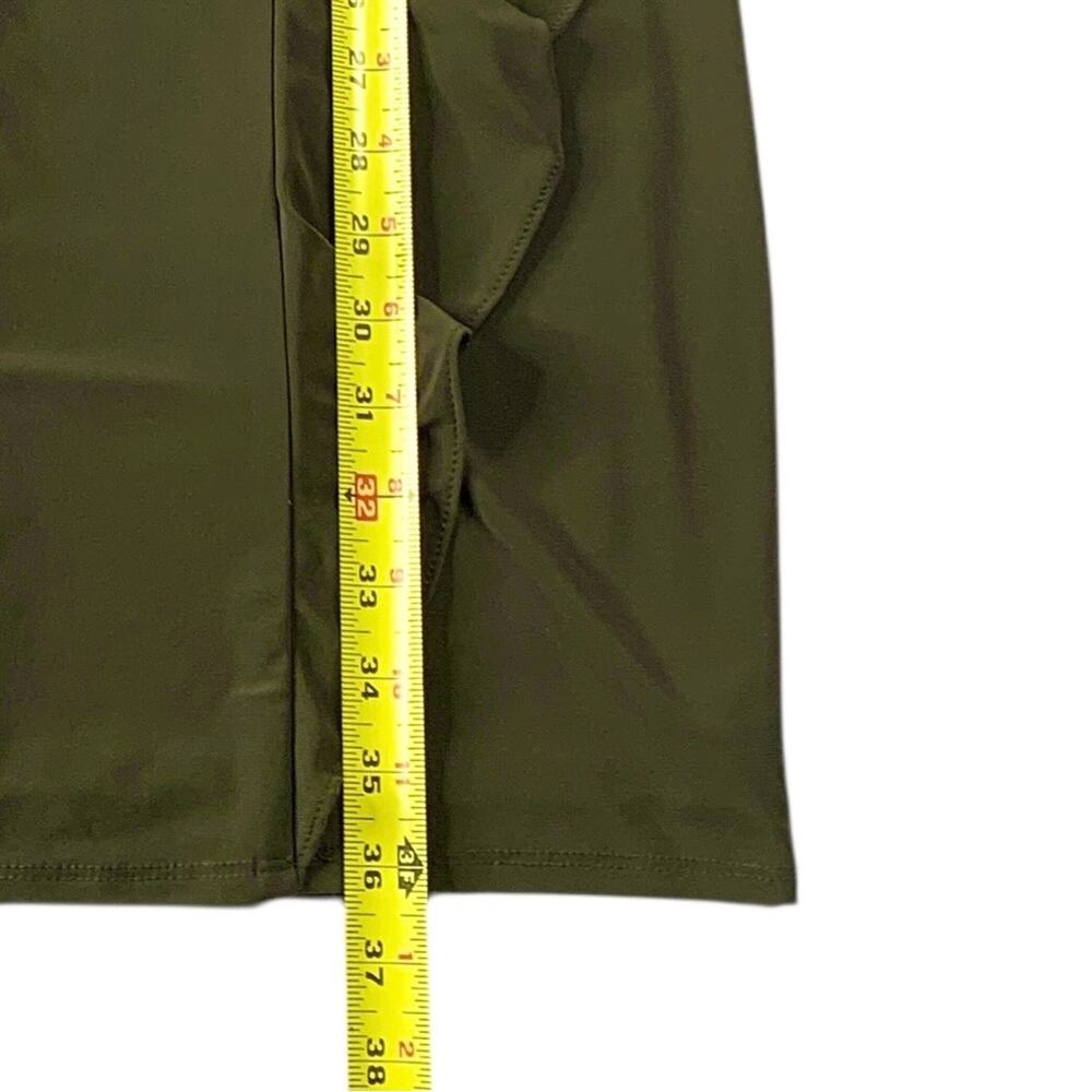 NWT Evan Picone Draped Cowl Neck Dress 12 Olive Green Goddess Ruffle Sheath - Picture 8 of 12